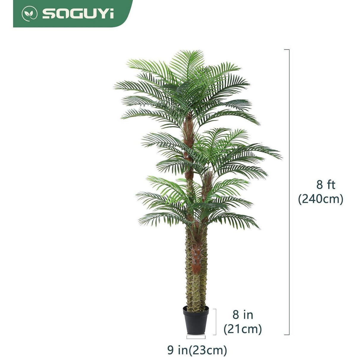 KÜNSTLICHE Palme 240 cm UV-beständig - Grün, Kunststoff (240cm)