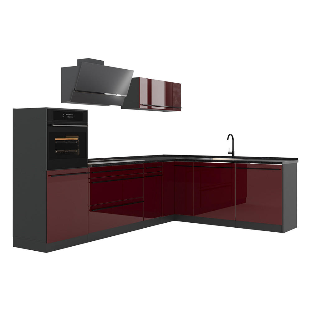 Vicco Eckküche Rot, Anthrazit 287x206.8x60 cm