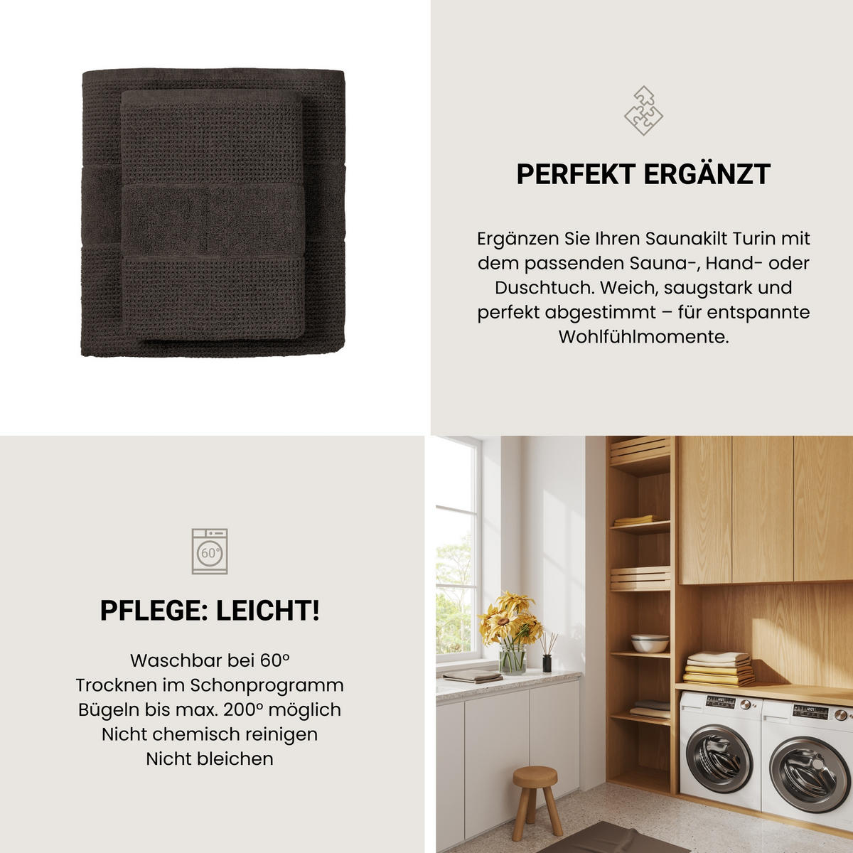 SAUNAKILT Turin Herren - 46-54 - Dunkelgrau - Dunkelgrau, Textil (55/150cm) - SCHIESSER