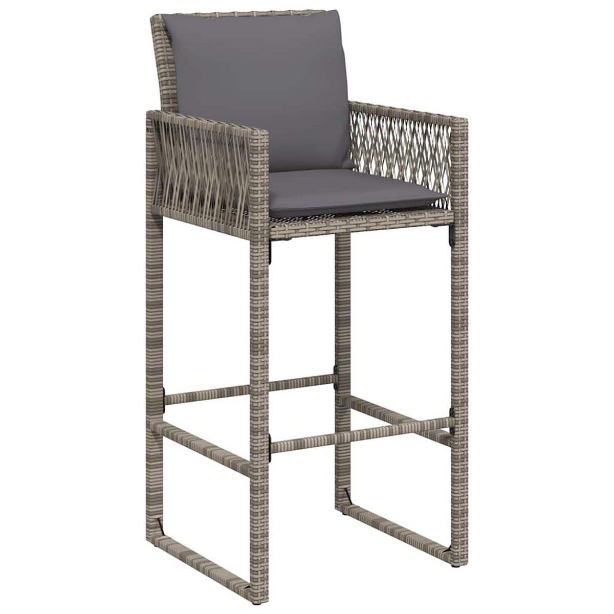 GARTEN-BARHOCKER Mit Kissen 2 Stk. Grau Poly Rattan - Grau, Kunststoff (58/118/52cm) - vidaXL