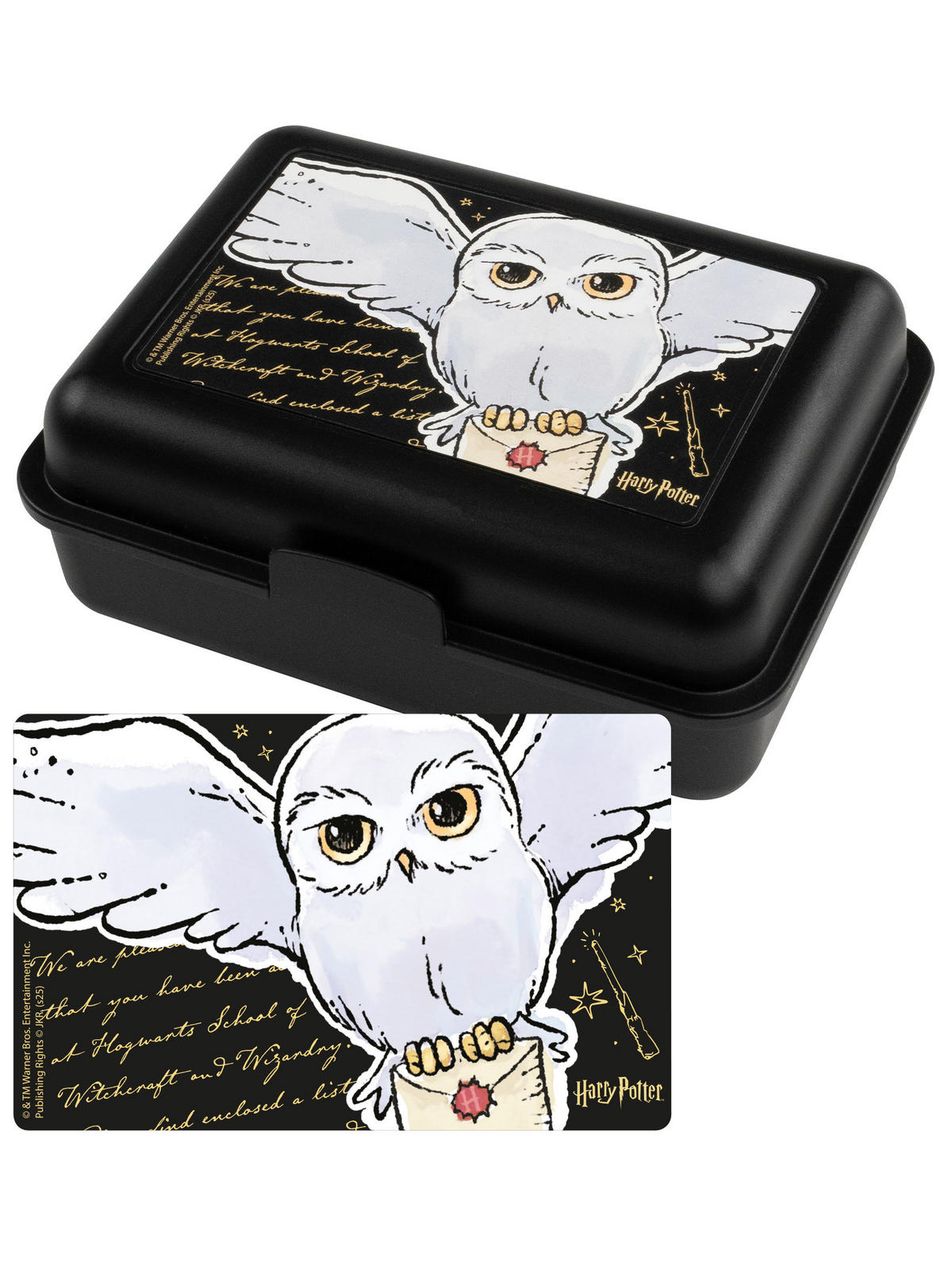 BROTDOSE Harry Potter Hedwig Eule Schwarz 17,5 x 12,8 x 6,9 cm - Schwarz, Kunststoff (17.5/6.9/12.8cm) - United Labels