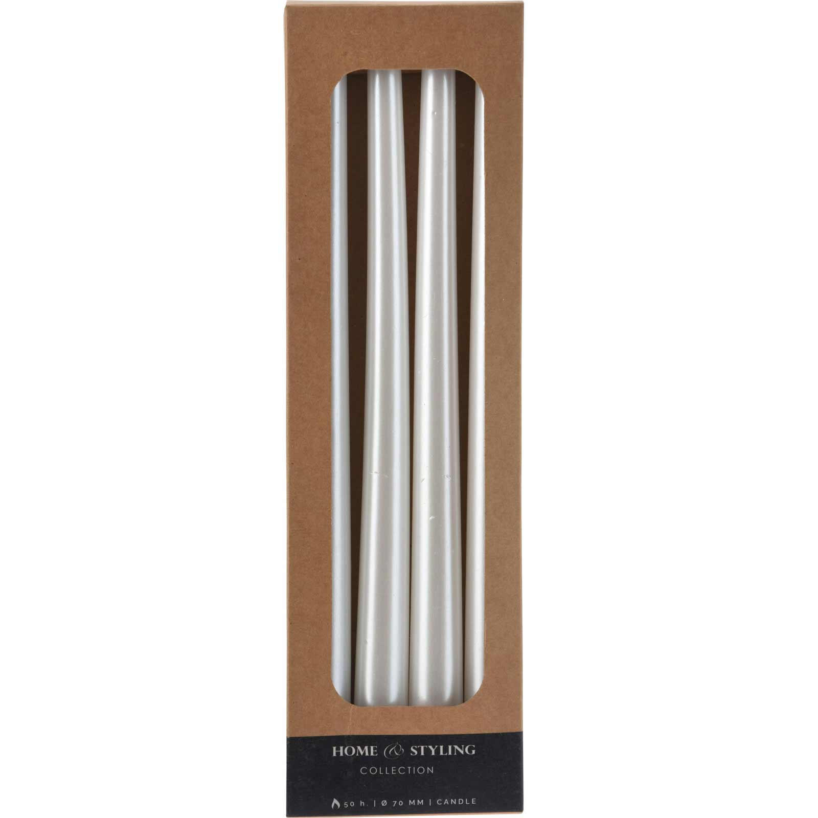 TISCHKERZEN Metallisch 30 cm - Weiß, Paraffin (2.1/30/2.1cm) - Home Styling Collection