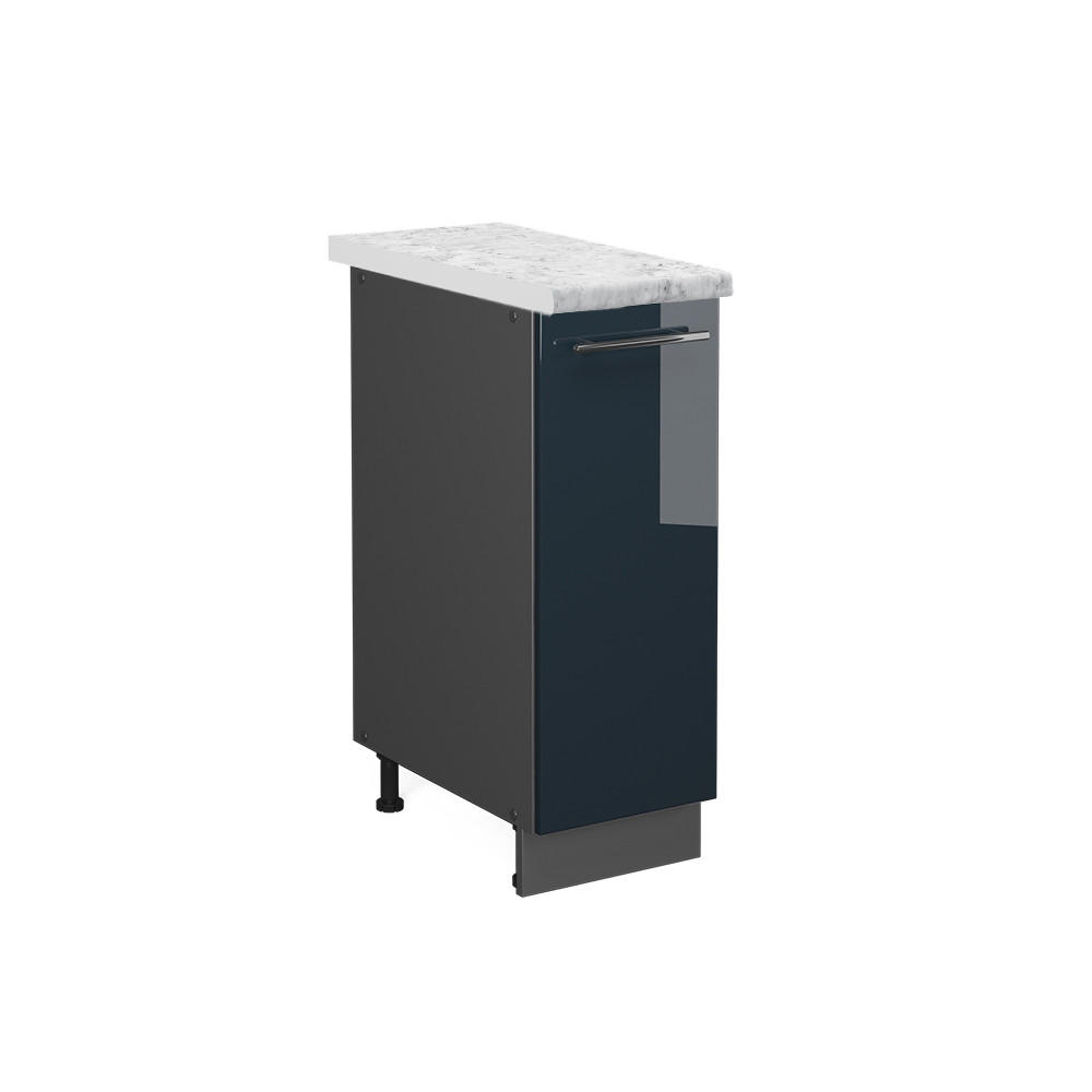 APOTHEKERUNTERSCHRANK Fame-Line Dunkelblau Hochglanz 30 cm, AP Marmor - Anthrazit/Dunkelblau, Holzwerkstoff (30/82/60cm) - Vicco