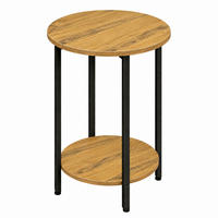 BEISTELLTISCH MDF Metall Eiche Schwarz rund 45 x 45 x 62 cm mit Ablage - Eichefarben/Schwarz, Holzwerkstoff/Metall (45/45/62cm) - Begryf