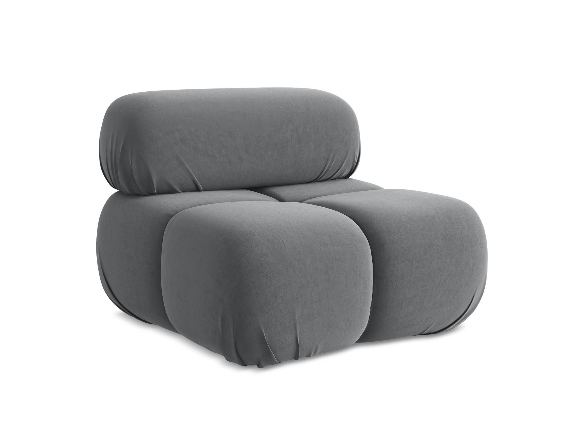 SESSEL Samt Stoff Grau - Dunkelgrau/Schwarz, Kunststoff/Textil (96/70/95cm) - Makamii