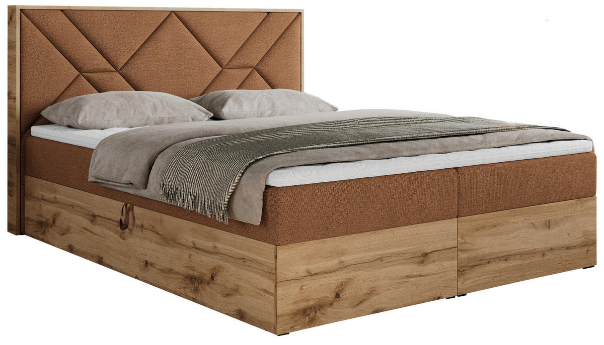 BOXBETT GUNAR - 120/200 Orange Struktur - H3 - Orange, Holz/Textil (120/200cm) - MKS