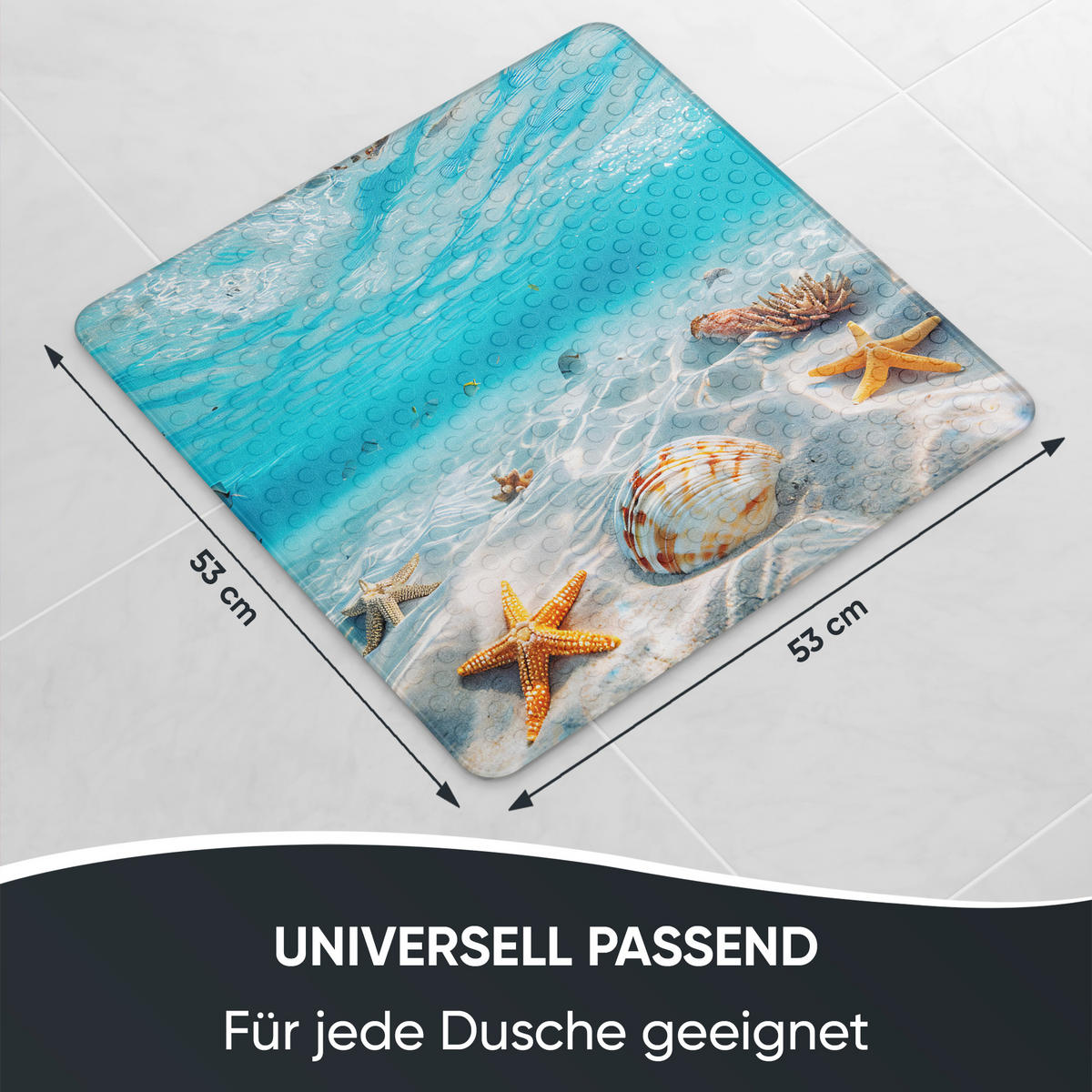 BADEMATTE Waterworld - Blau, Kunststoff (53/53cm) - Sanilo