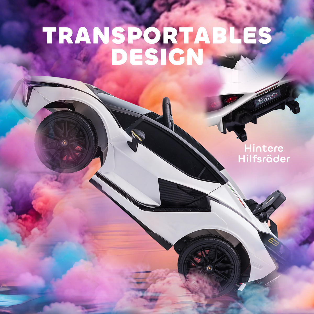 KINDERFAHRZEUG SUV-Auto-Spielzeug mit Fernbedienung Musik Weiß - Weiß, Metall (108/62/40cm) - HOMCOM