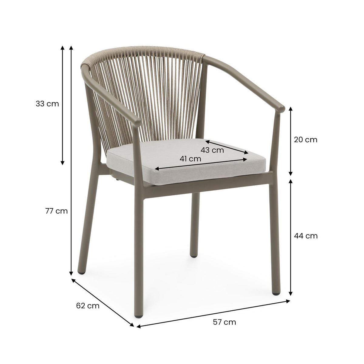 GARTENMÖBEL SET TAVALO - Champagner, Textil/Metall - IDIMEX