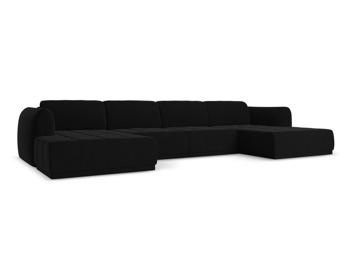WOHNLANDSCHAFT Samt Stoff Schwarz - Schwarz, Kunststoff/Textil (370/74/170cm) - Makamii