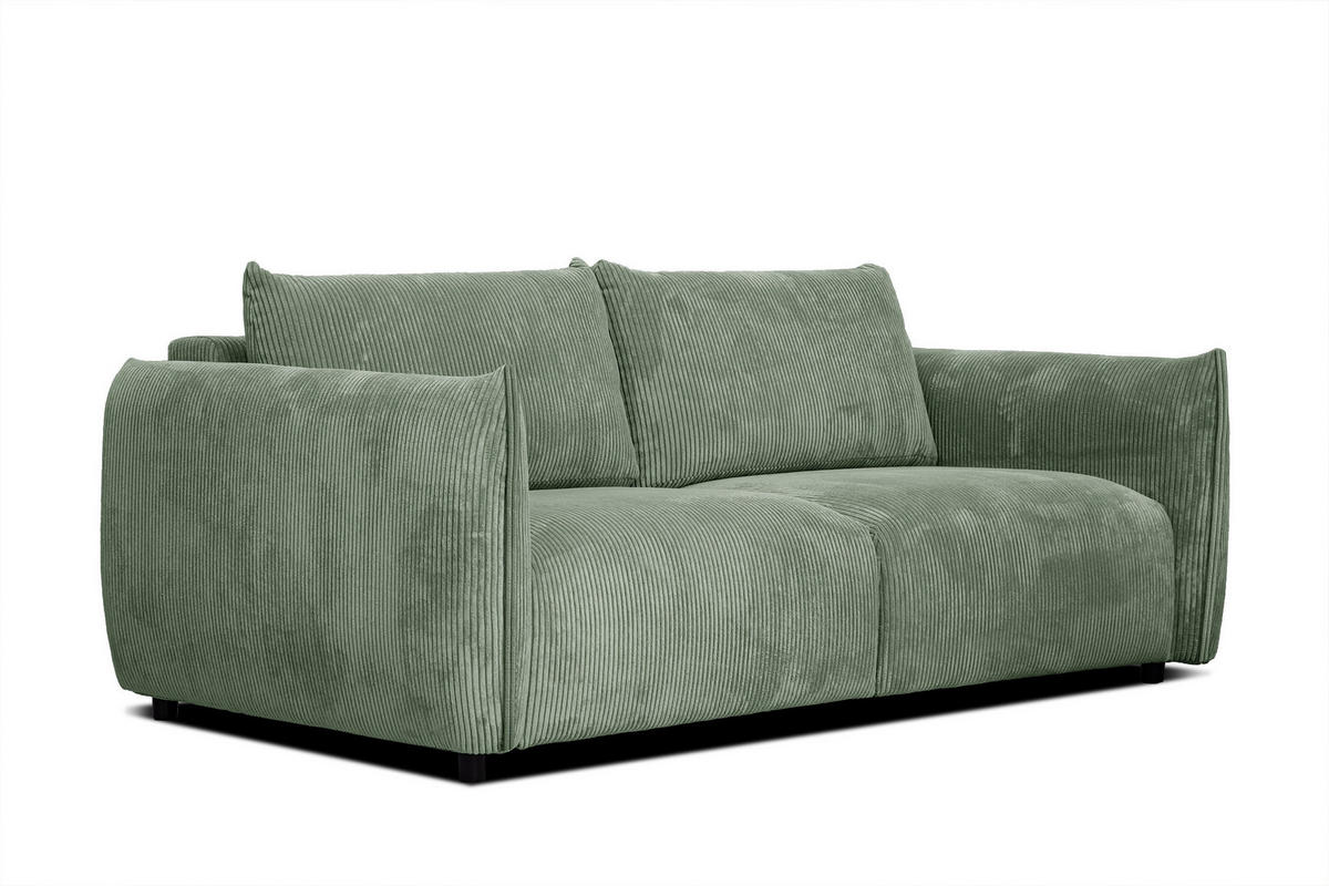 SOFA TAUER 3-Sitzer, mintgrün - Schwarz/Mintgrün, Holzwerkstoff/Kunststoff (112/84/206cm) - Courtois Laville