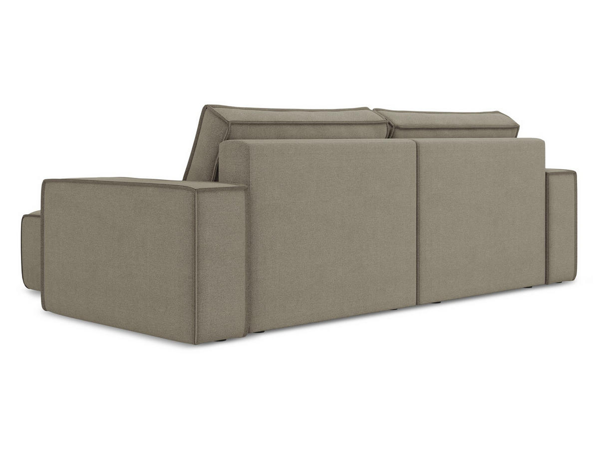 ECKSOFA mit Schlaffunktion Strukturstoff Stoff Beige - Beige/Schwarz, Kunststoff/Textil (257/148cm) - Makamii