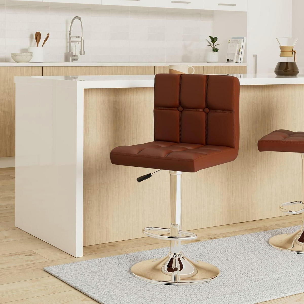 BARHOCKER 2er-Set Kunstleder höhenverstellbar 62-83cm drehbar Kaffee - Braun, Kunststoff (40/112/37cm)