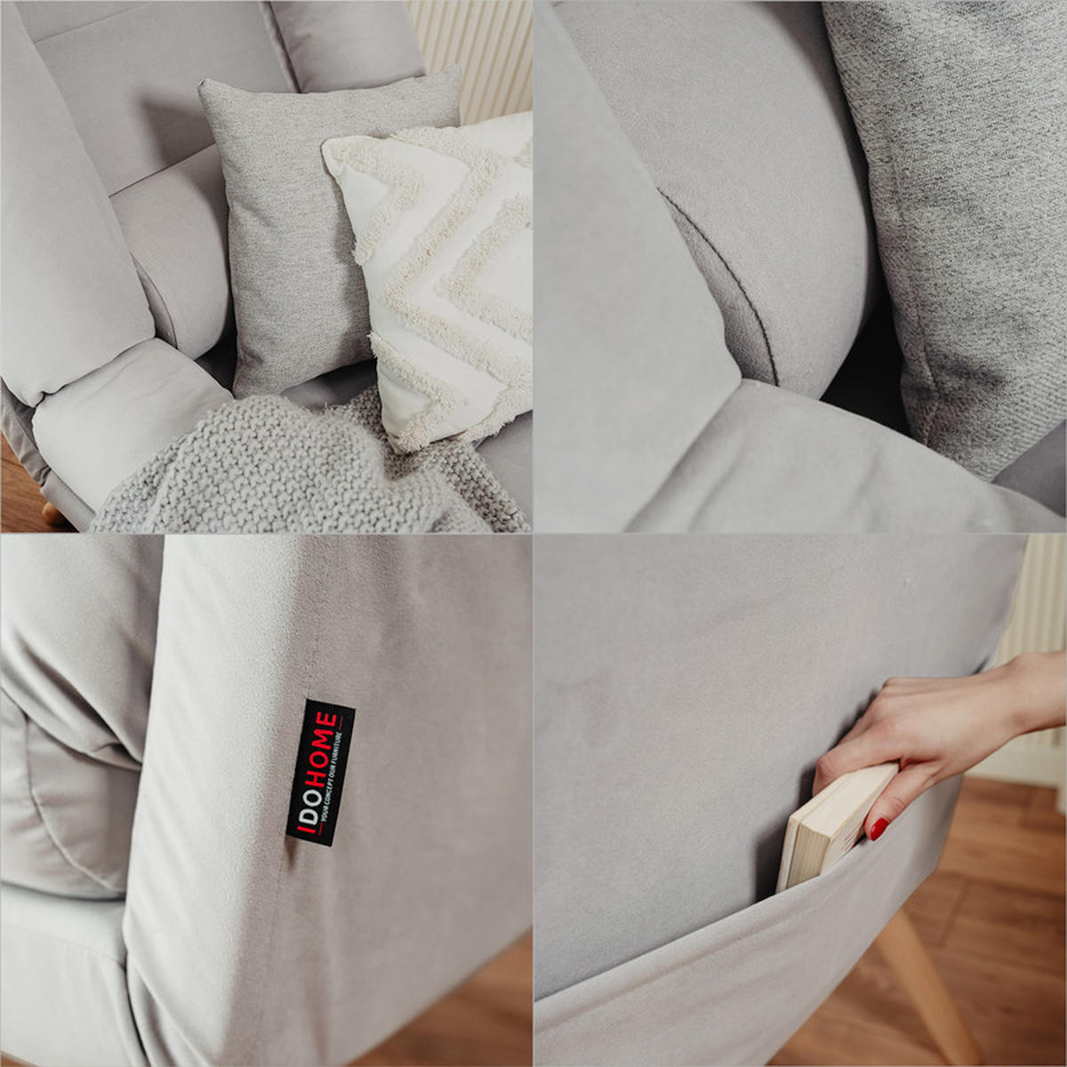 RELAXSESSEL LILA mit hocker, 75/75/100 cm, Weiß - Weiß, Holz/Textil (75/100/75cm) - Idohome