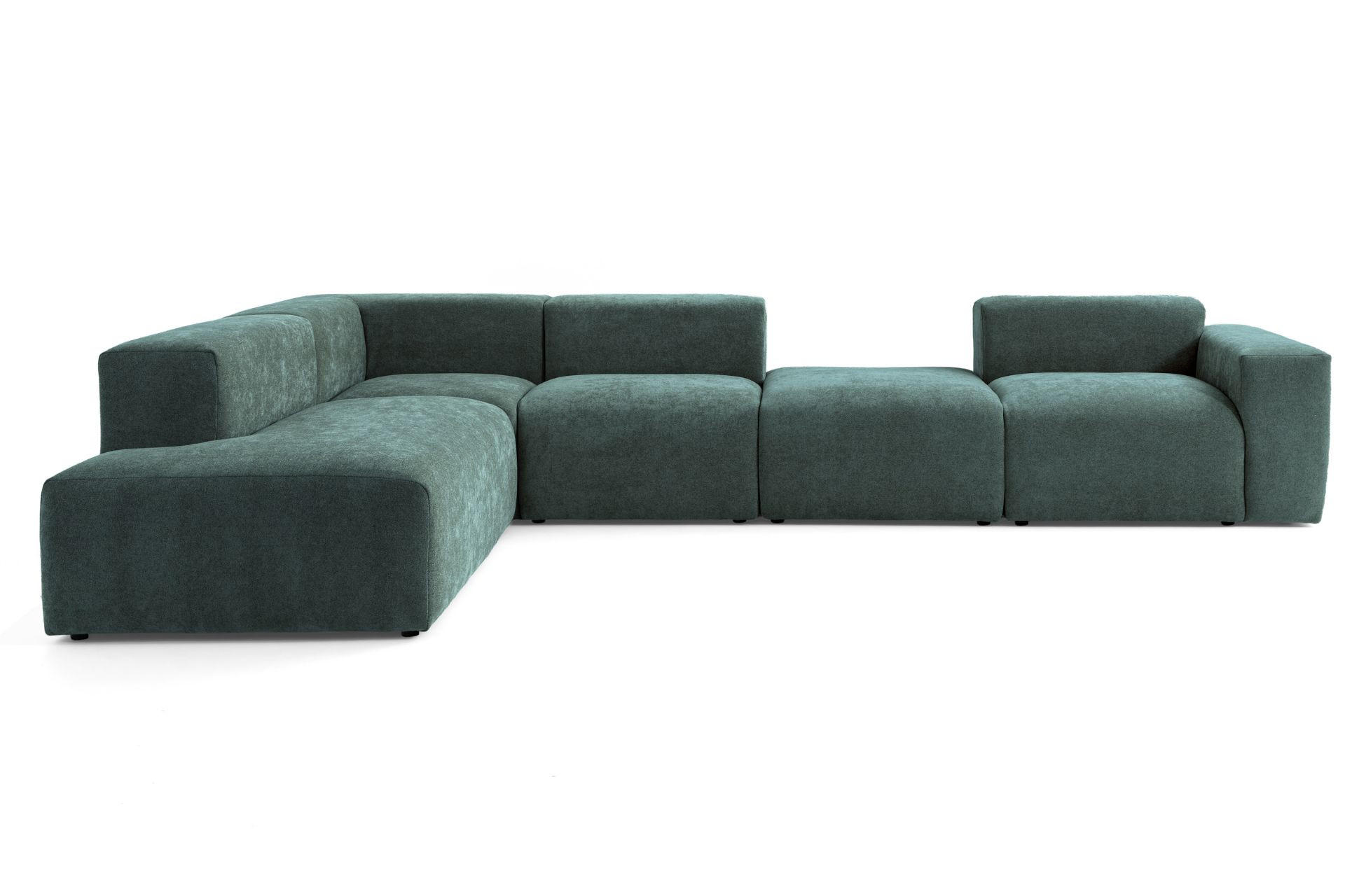 5-SITZER modulares Ecksofa HEAVEN SET 5 Links, Breite 380 cm Webstoff Dunkelgrün - Dunkelgrün/Schwarz, Holz/Kunststoff (380/245cm) - Muffo