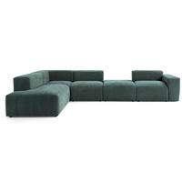 5-SITZER modulares Ecksofa HEAVEN SET 5 Links, Breite 380 cm Webstoff Dunkelgrün - Dunkelgrün/Schwarz, Holz/Kunststoff (380/245cm) - Muffo