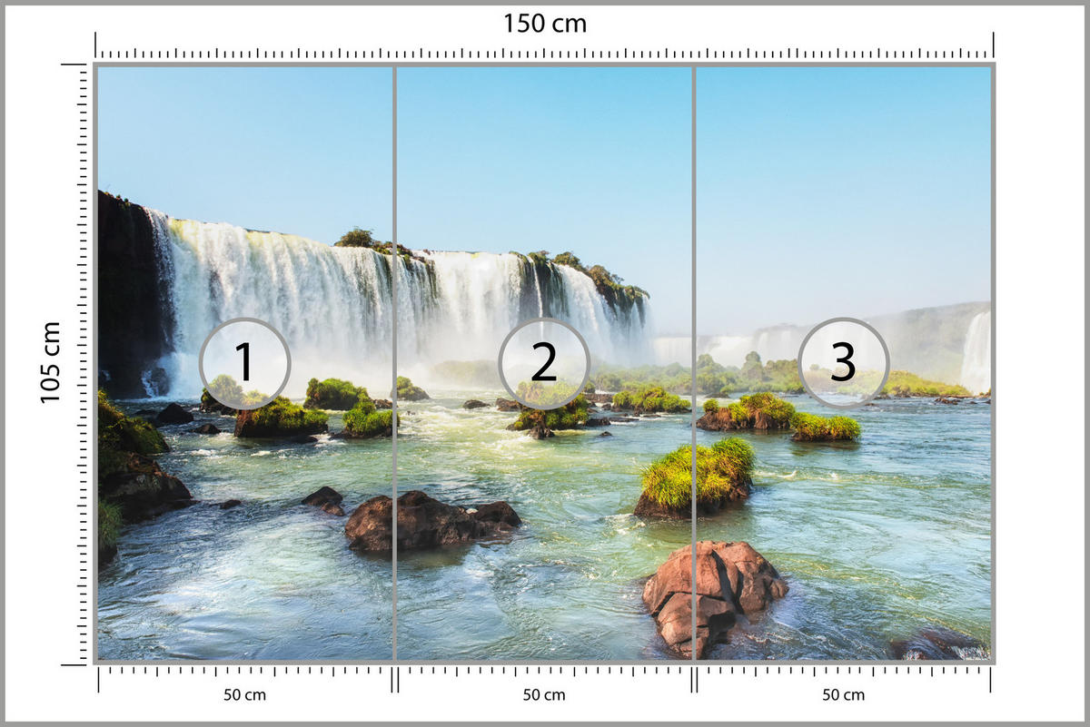 FOTOTAPETE für Schlafzimmer Wasserfall Felsen Natur Landschaft 150x105 - Beige/Orange, Papier (150/105cm) - Muralo