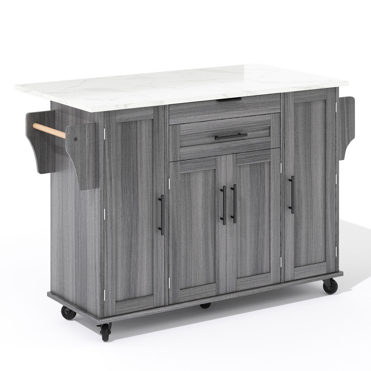 KÜCHENINSEL 136/70/92 cm grau aus MDF mit ausziehbarer Platte - Grau, Holzwerkstoff (136/92/70cm) - OKWISH