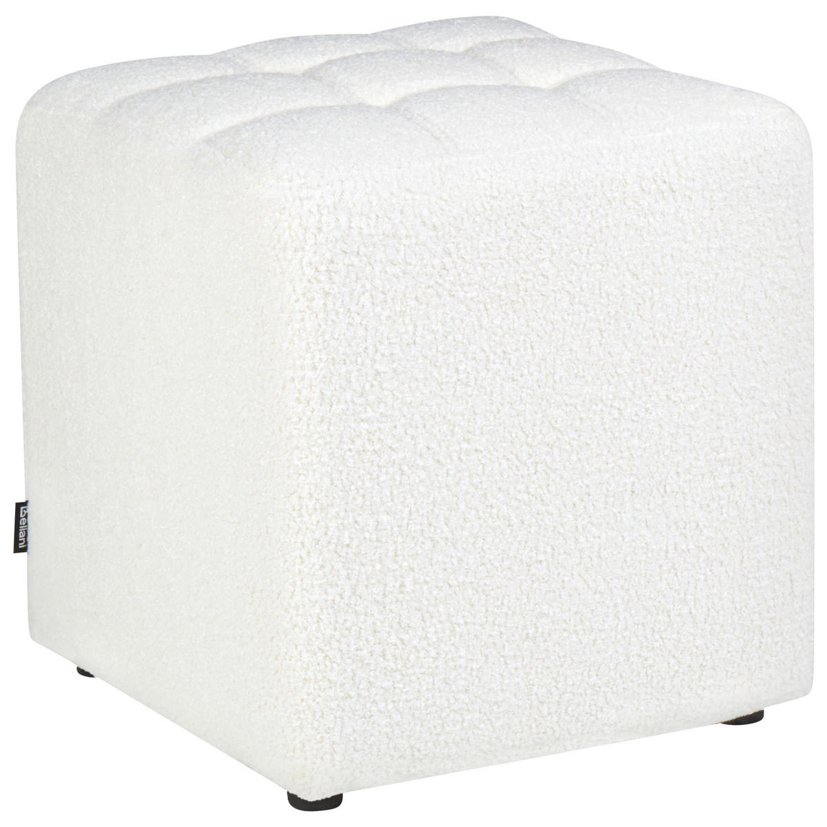 POUF Bouclé Weiß Kansas - Weiß, Textil (38/39/38cm) - Beliani