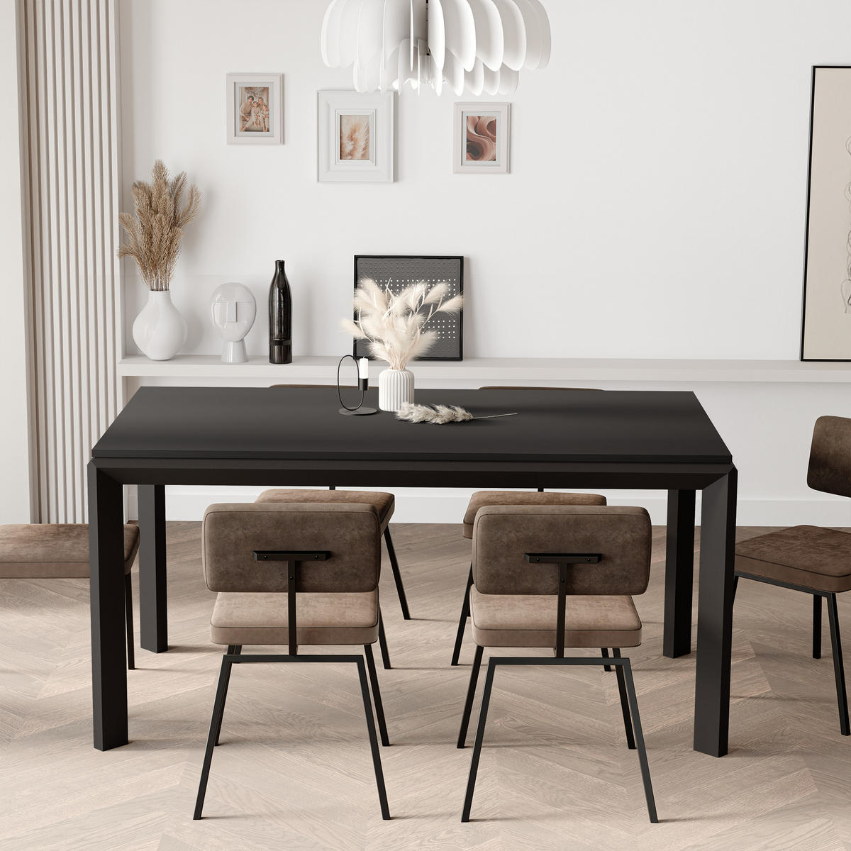 AUSZIEHTISCH FARO 160-250/90/76 cm, Schwarz / Schwarz - Schwarz, Holzwerkstoff/Metall (90/160/76cm) - Idohome