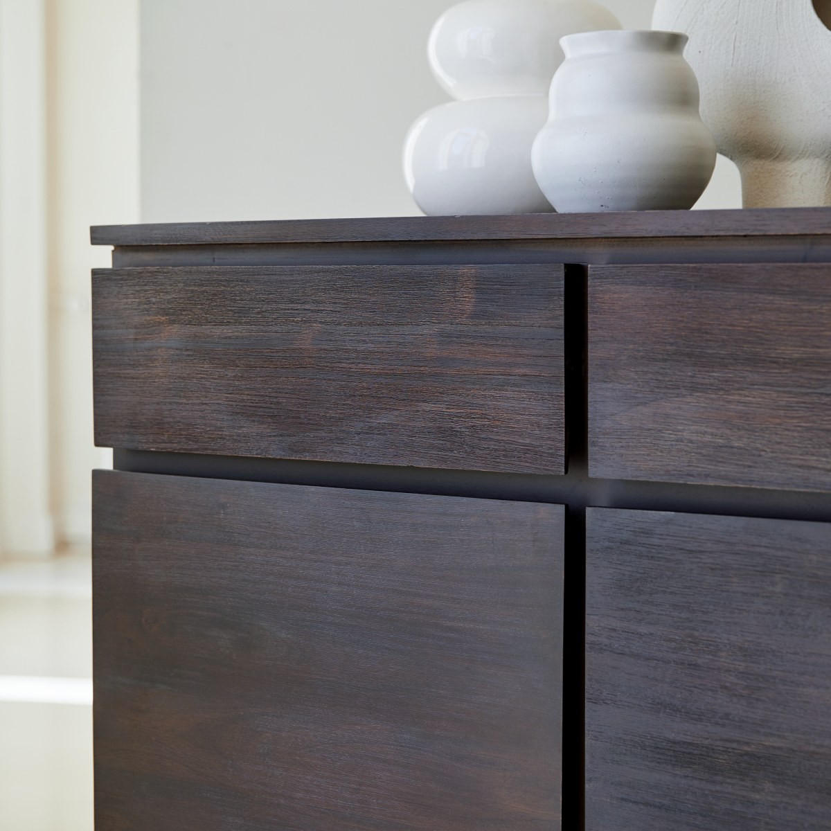 SIDEBOARD Eva Braun aus Mahagoni - Braun, Holz (150/90/45cm) - Tikamoon