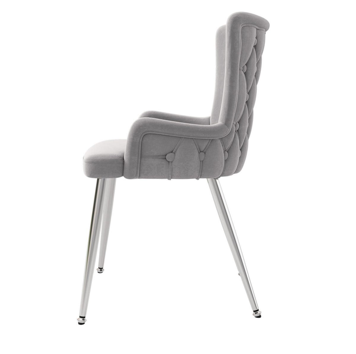 ESSZIMMERSTUHL 6er-Set Samt Grau mit Metallbeinen - Grau, Metall (47/85/49.2cm) - Meubliv