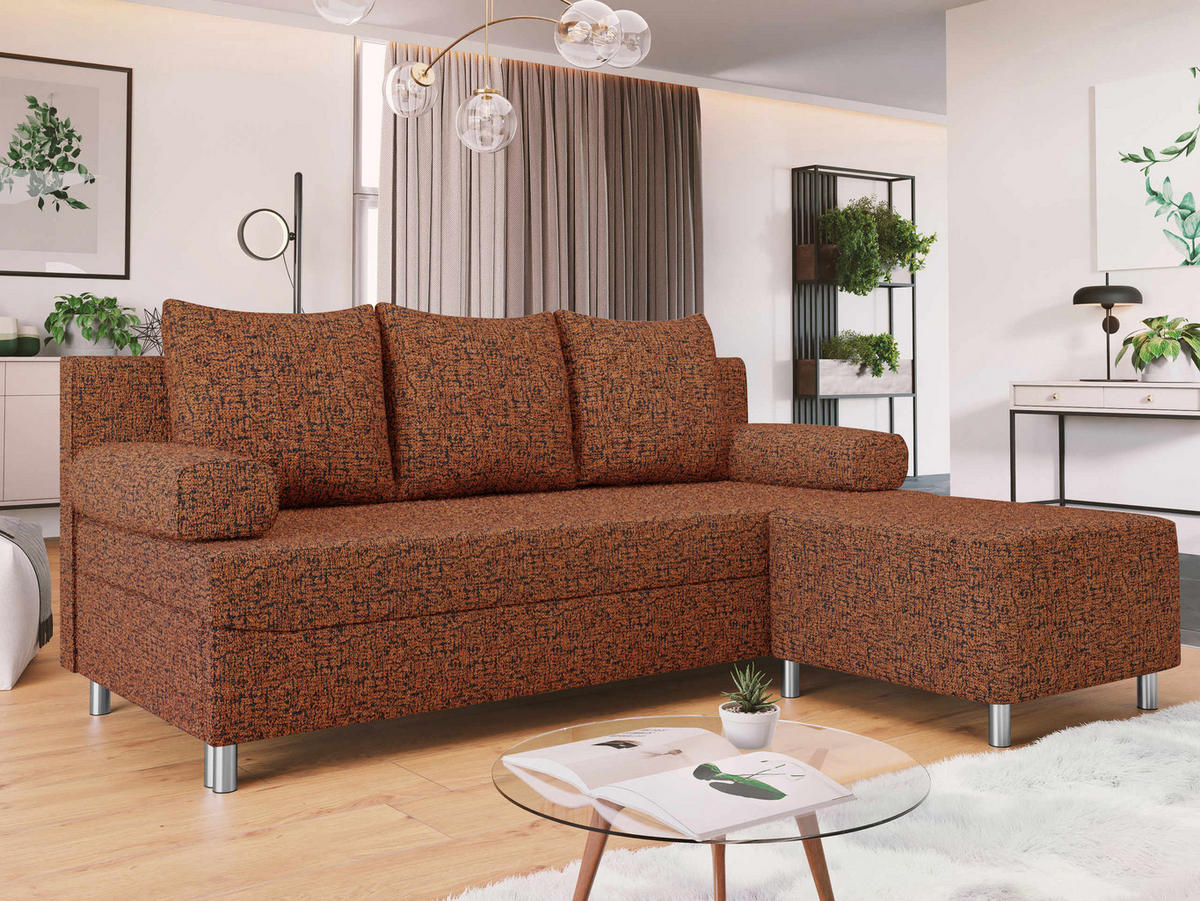 SCHLAFSOFA Dover mit Polsterhocker - Chromfarben/Bronzefarben, Holz/Kunststoff (192/86/80cm) - MIRJAN24