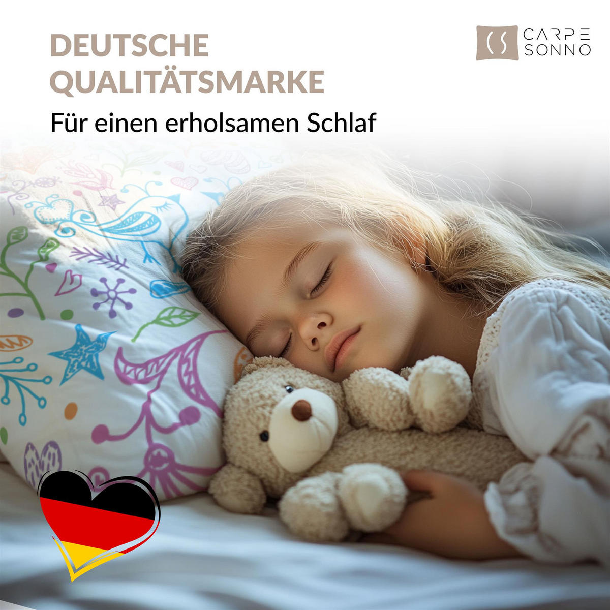 KINDERBETTWÄSCHE 135x200 cm Herz Rosa Mädchen aus 100% Baumwolle - Leuchtet um Dunkeln - Rosa, Textil (135/200cm) - Carpe Sonno