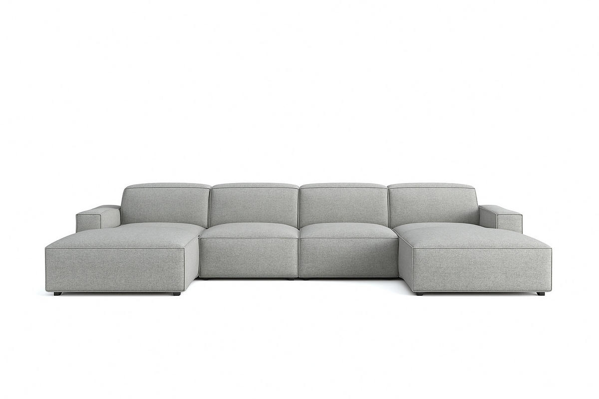 ECKSOFA Cursal U-Form, Stoff Artico, Cement - Grau, Holz (364/166cm) - Kaiser Möbel