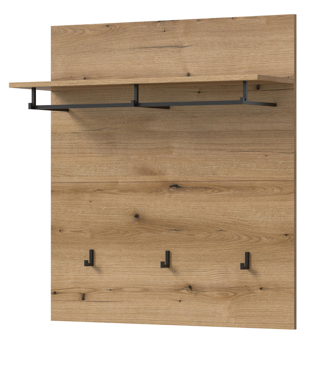 GARDEROBENPANEEL Evoke Eiche 90 cm, Flurgarderobe mit Kleiderstange - Eichefarben, Holzwerkstoff/Metall (90/98/27cm) - Inn.Furn
