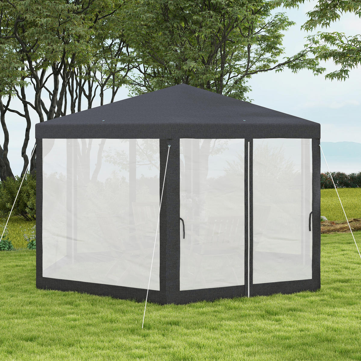 PAVILLON Polyester Metall Dunkelgrau - Dunkelgrau, Kunststoff/Metall (341.2/250/394cm) - Outsunny
