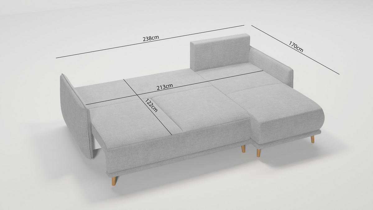 ECKSOFA Chroma Silber Luxusmicrofaser - Silberfarben/Braun, Holz/Textil (238/170cm) - S-Style Möbel