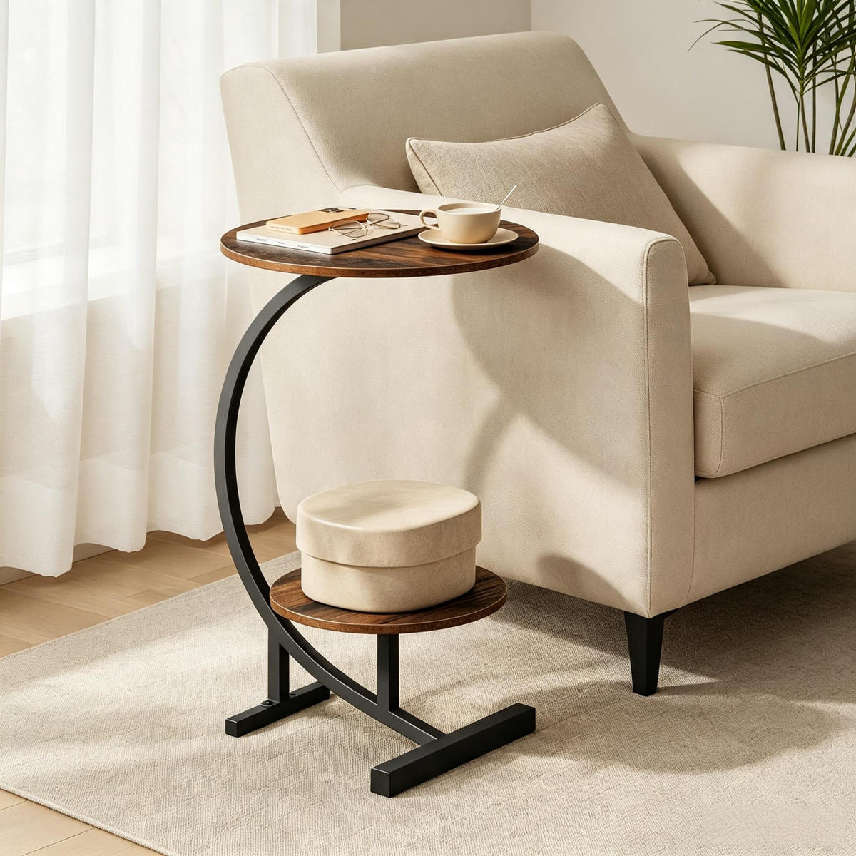 BEISTELLTISCH kompakt modern für Sofa und Bett - Braun, Holzwerkstoff/Metall (31/30/66cm)
