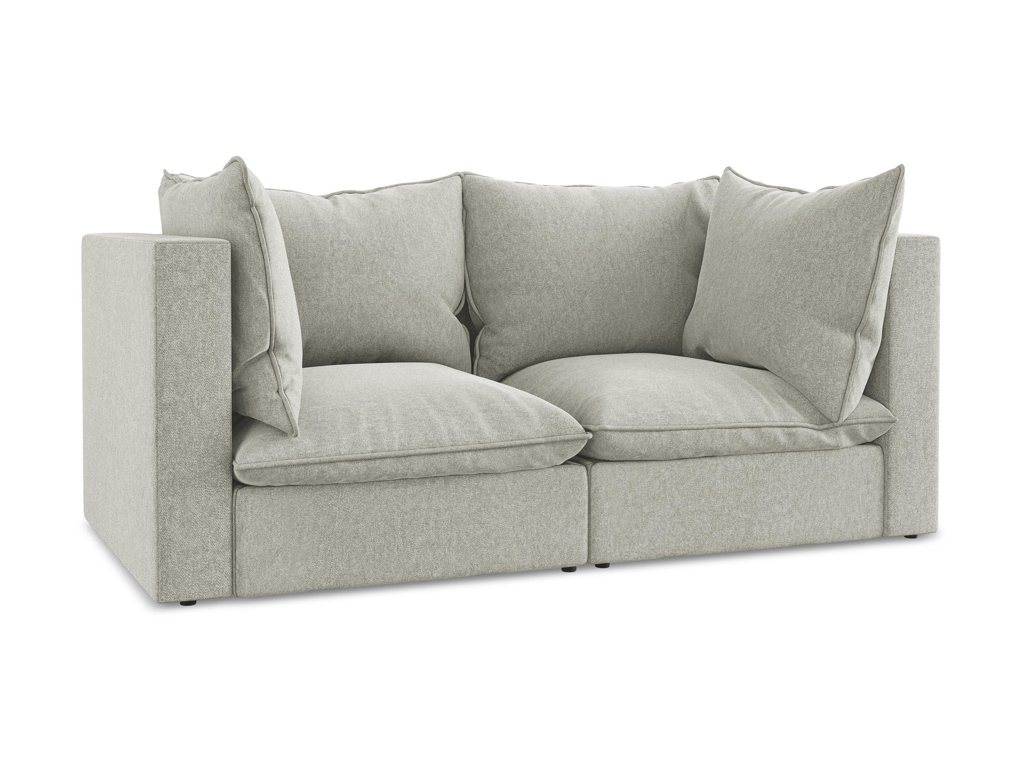 2-SITZER SOFA Samt Stoff Grau - Hellgrau/Schwarz, Holzwerkstoff/Kunststoff (180/77/90cm) - Makamii