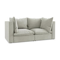 2-SITZER SOFA Samt Stoff Grau - Hellgrau/Schwarz, Holzwerkstoff/Kunststoff (180/77/90cm) - Makamii