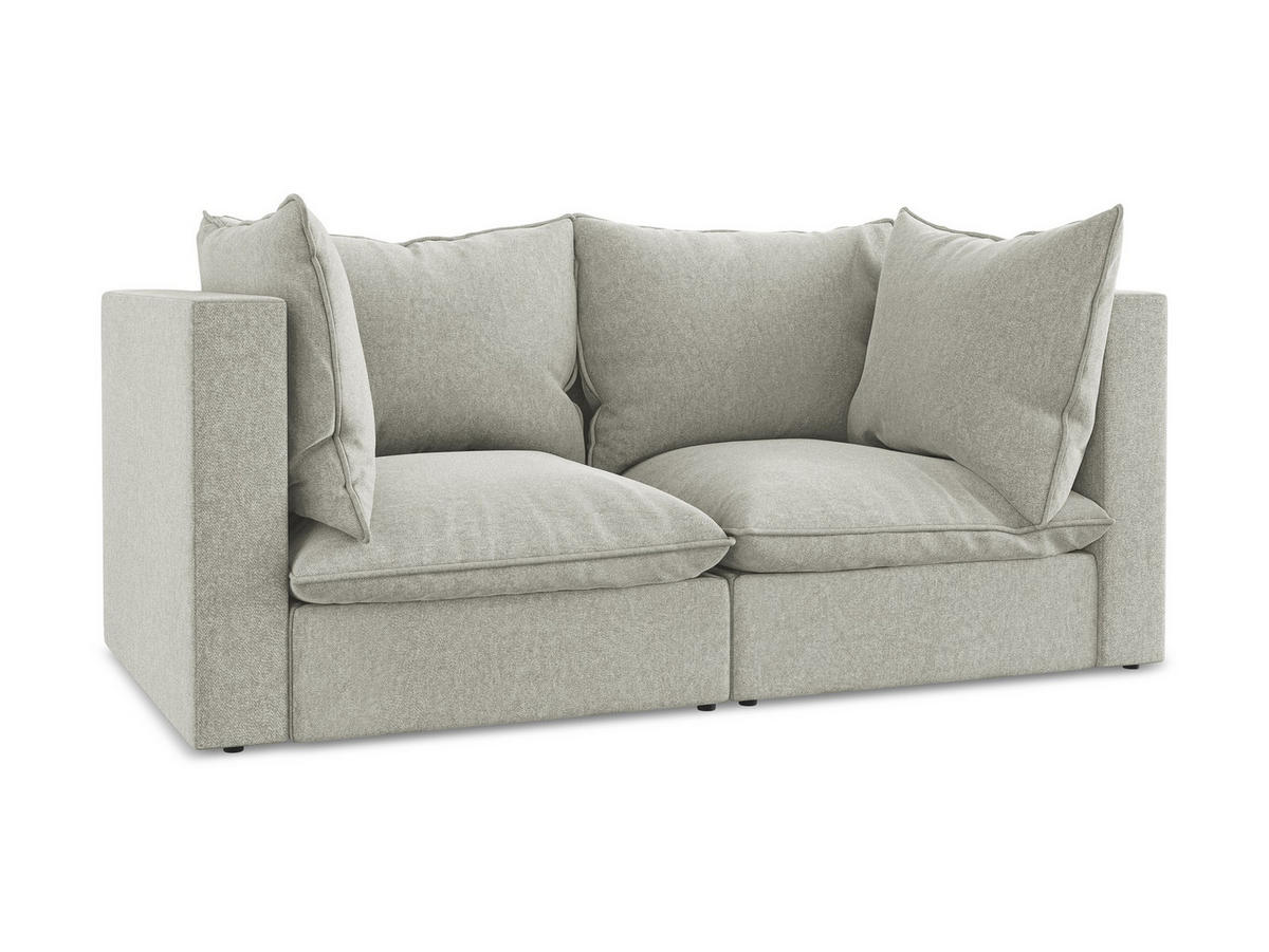 2-SITZER SOFA Samt Stoff Grau - Hellgrau/Schwarz, Holzwerkstoff/Kunststoff (180/77/90cm) - Makamii