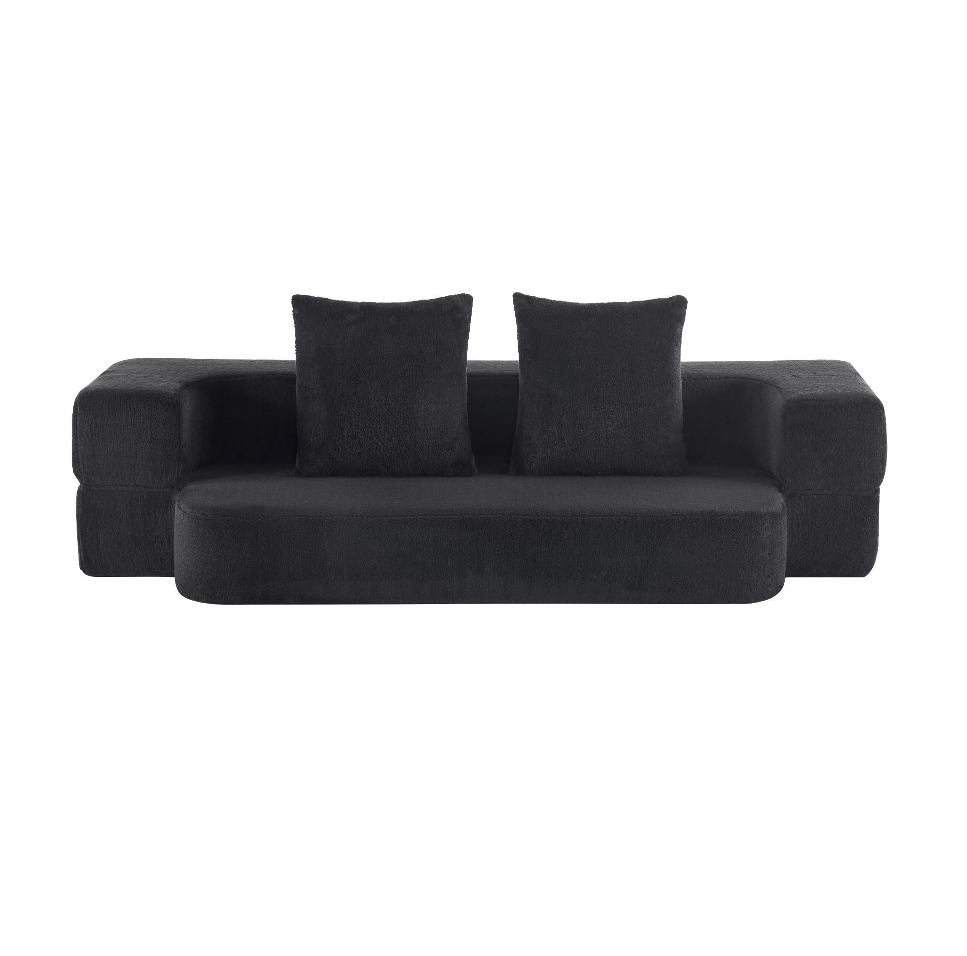 SCHLAFSOFA aus Schaumstoff Schwarz wandelbar als 2-in-1 Sofa und Schlafsofa mit Federkern und Kissen - Schwarz, Kunststoff (190/48/52cm) - Modfu
