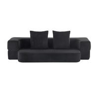 SCHLAFSOFA aus Schaumstoff Schwarz wandelbar als 2-in-1 Sofa und Schlafsofa mit Federkern und Kissen - Schwarz, Kunststoff (190/48/52cm) - Modfu