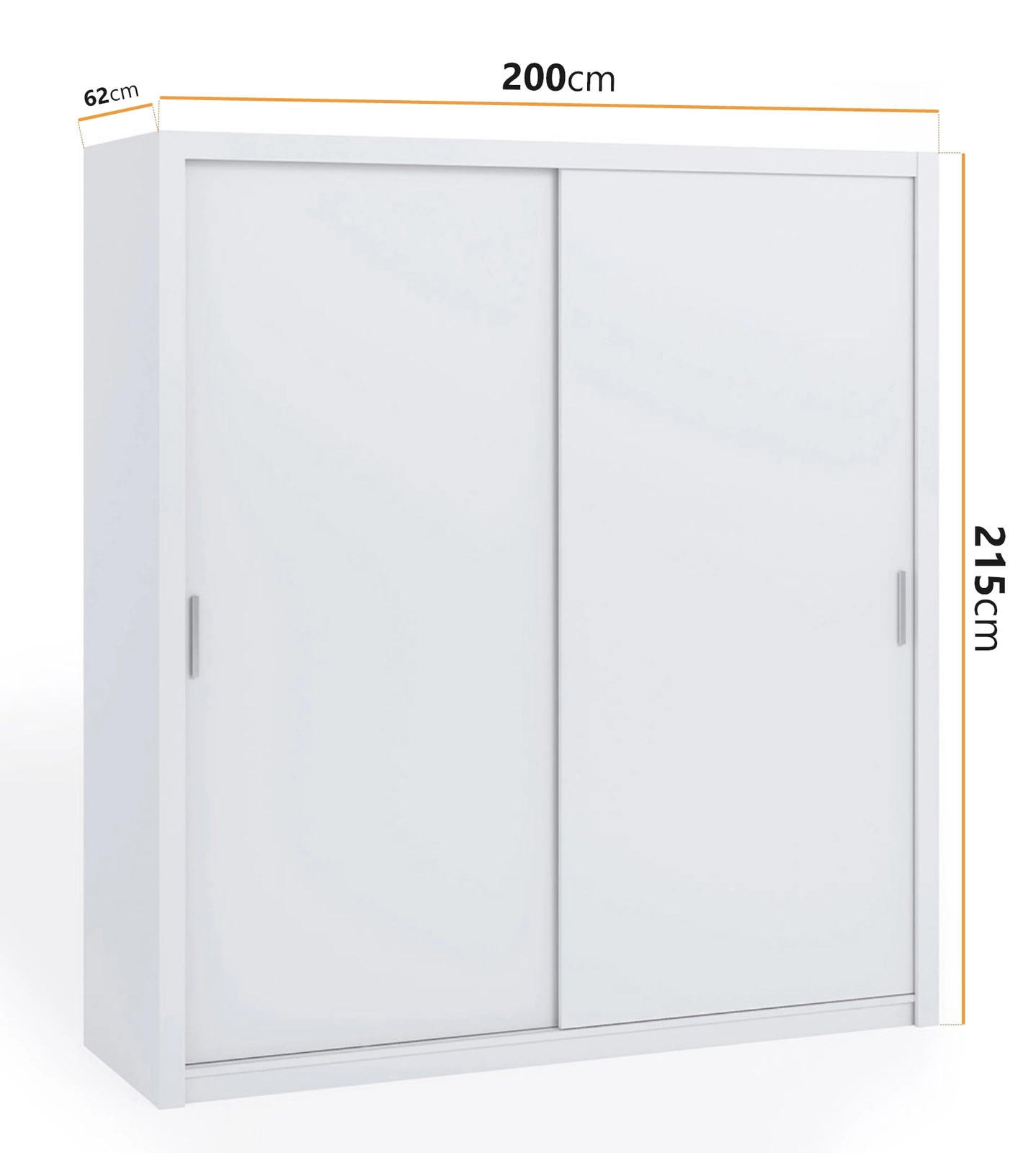 SCHIEBETÜRENSCHRANK Tamiza 200/215/62 2-türig - Silberfarben/Weiß, Holzwerkstoff/Kunststoff (200/215/62cm) - Ravio