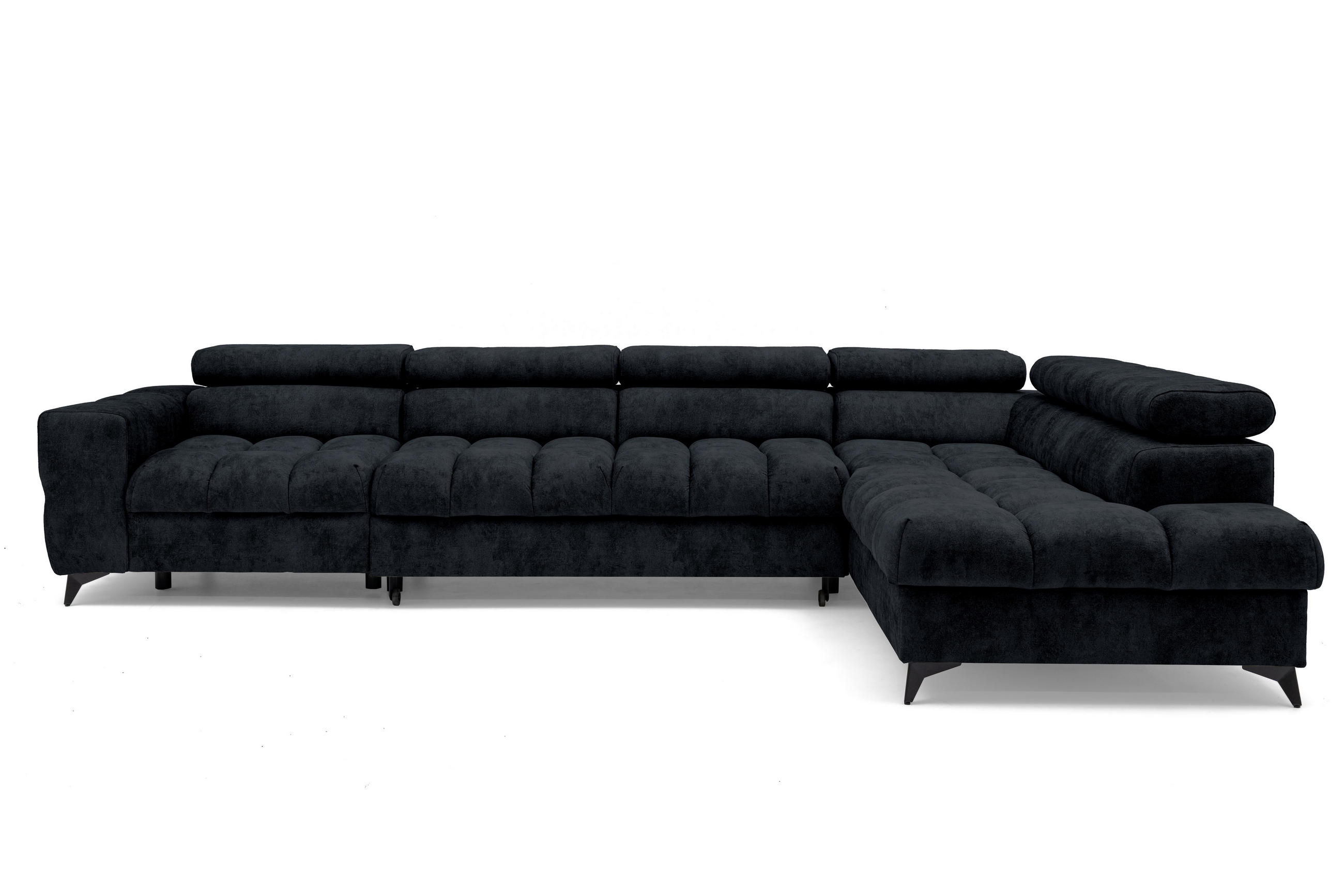 ECKSOFA Pudding Maxi mit Schlaffunktion und Bettkasten - Schwarz, Textil (203/350cm) - Muffo