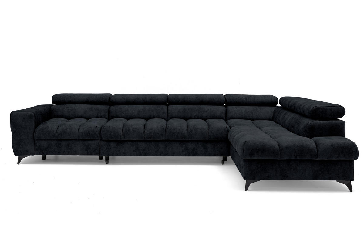 ECKSOFA Pudding Maxi mit Schlaffunktion und Bettkasten - Schwarz, Textil (203/350cm) - Muffo
