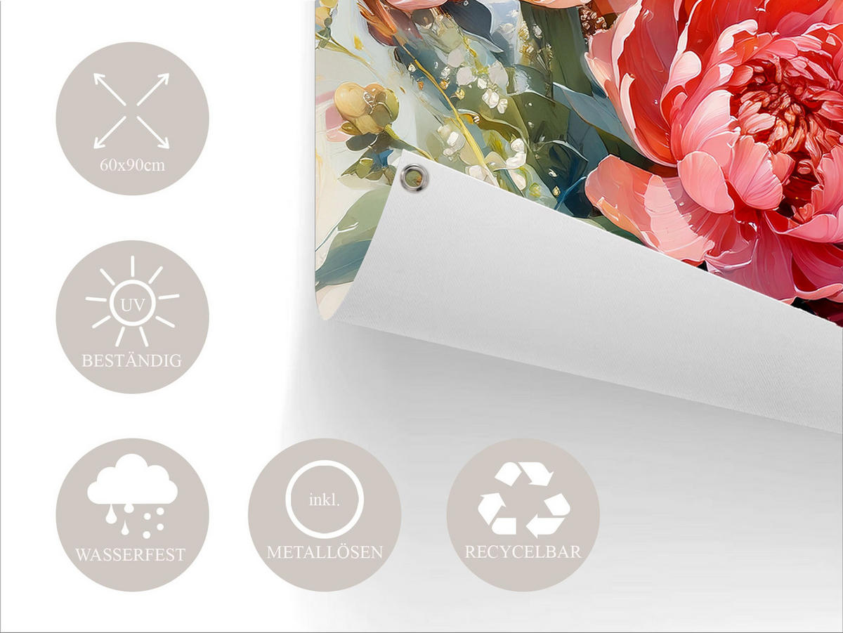 GARTEN-POSTER 60x90 cm Gartendeko: Vintage Blumen - Multicolor, Kunststoff (60/90/2cm) - artissimo