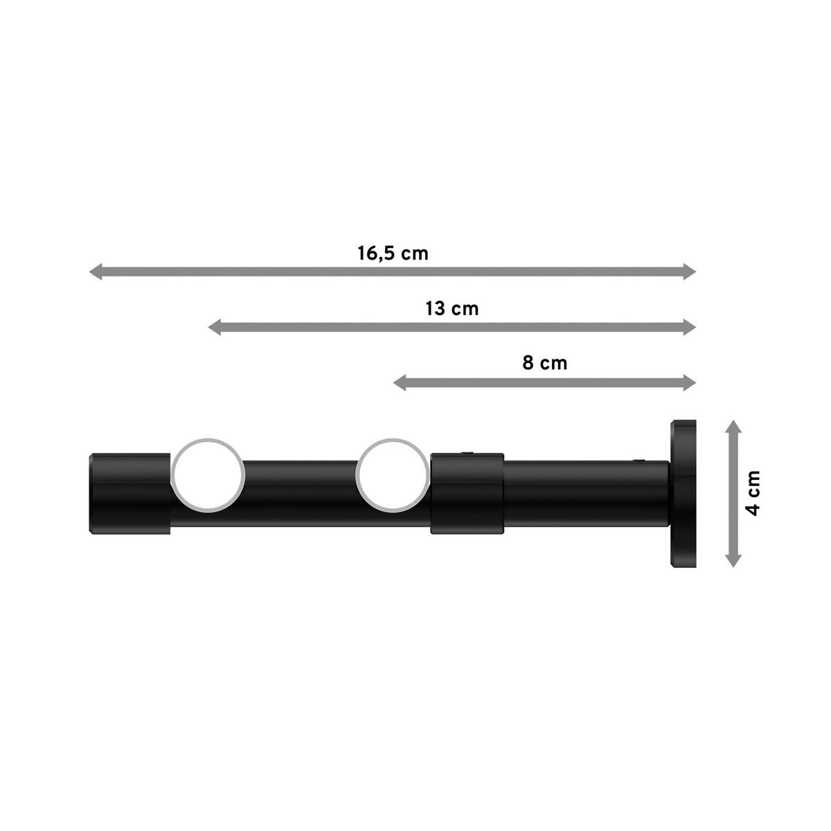 GARDINENSTANGEN-SET Prestige Elanto 260 cm (geteilt in 2 x 130 cm), 2-läufig, 20 mm Ø Schwarz - Schwarz, Metall (260cm) - INTERDECO
