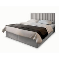 BOXBETT BRESEL 180x200 cm mit Matratze und Topper - Hellgrau - Hellgrau, Holz (180/200cm) - MASSENO