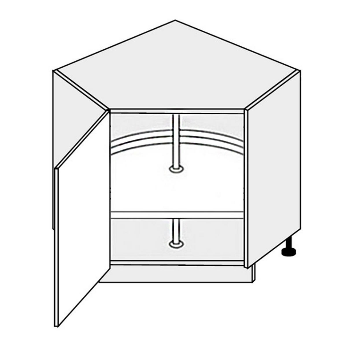 ECK-UNTERSCHRANK Platinium grau / schwarz Hochglanz 84 / 84 / 82cm - Schwarz/Grau, Holz/Holzwerkstoff (84/82/84cm) - Feldmann-Wohnen