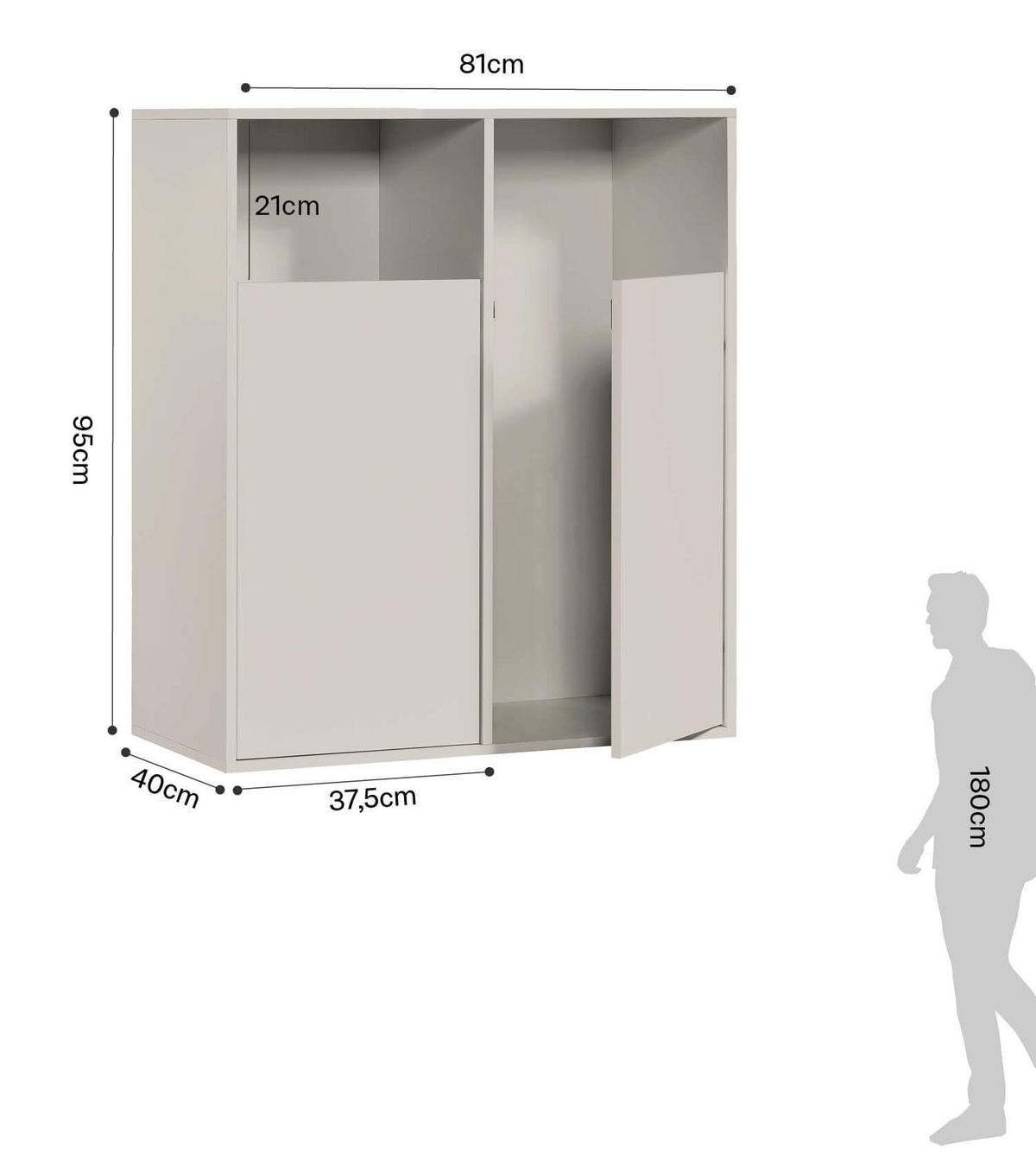 WÄSCHESCHRANK Der Wäschehüter - Beige, Holzwerkstoff (80/95/40cm) - Mokebo