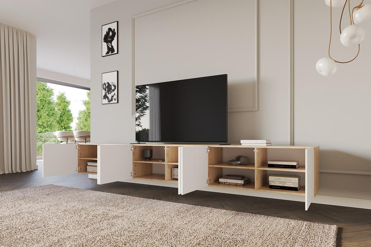 LOWBOARD KITO-W 3x100x40x41 cm - Artisan / Schwarz - Schwarz, Holzwerkstoff (300/40/41cm) - ALTDECOR