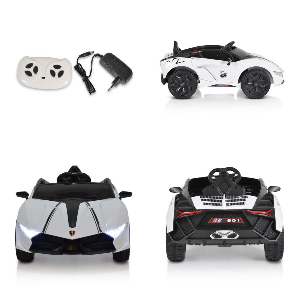 ELEKTROAUTO Cordoba MP3 weiß Anschluss, Fernbedienung, Gurt, Bluetooth - Weiß, Kunststoff (113/66/47cm) - Moni