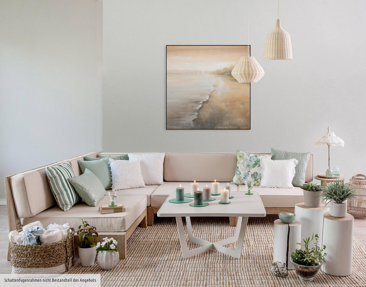 OLEJOMAĽBA 80/80 cm, More a pláž - hnedá, drevo/textil (80/80cm) - KUNSTLOFT