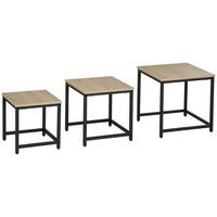 COUCHTISCH-SET eckig, Spanplatte, Naturholz - Naturfarben, Holzwerkstoff/Metall (45/45/44cm) - HOMCOM